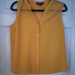 Jones NY signature petite yellow polka dot tank blouse size Large Easter